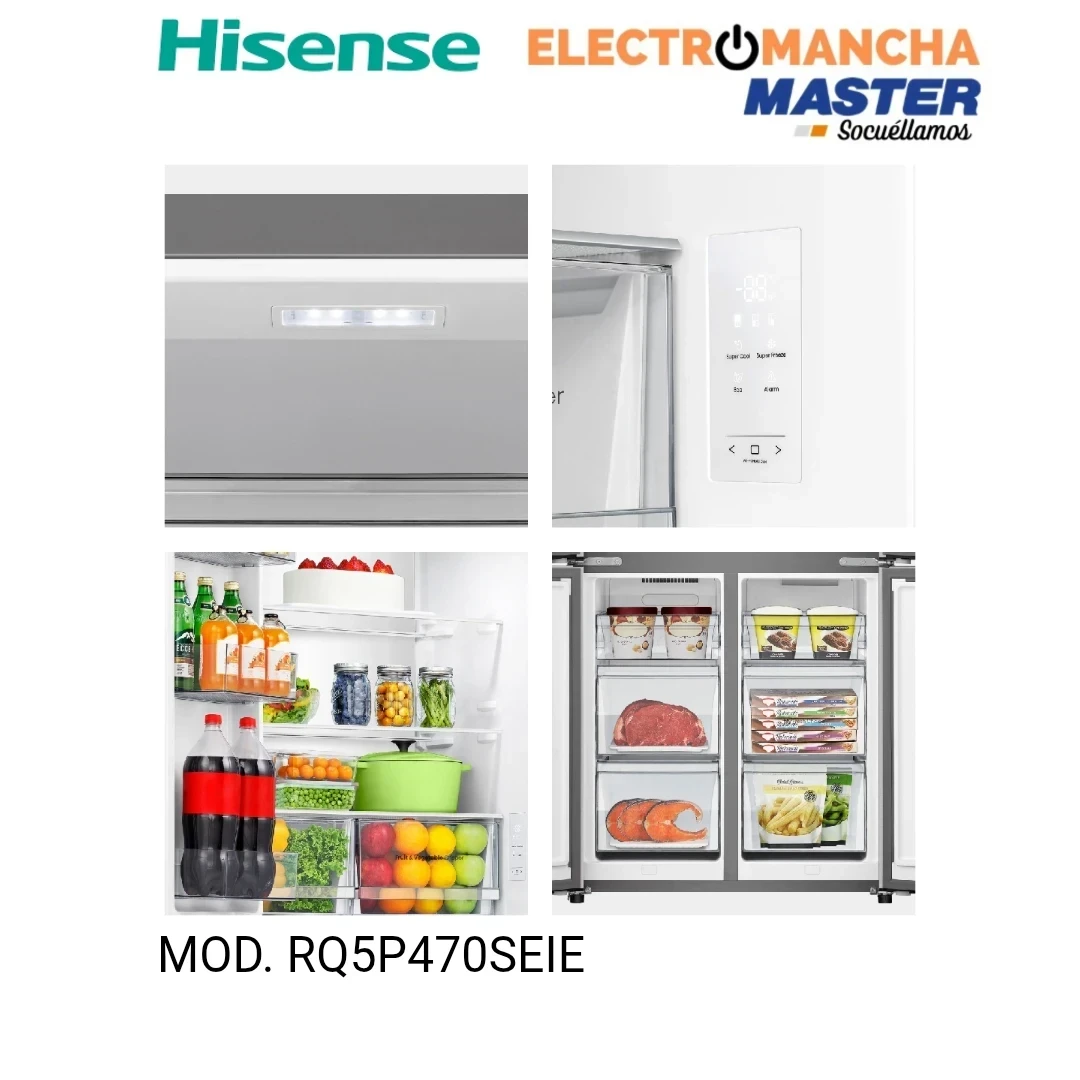 FRIGO AMERICANO HISENSE RQ5P470SEIE 4 PUERTAS INOX 483 LITROS E 4