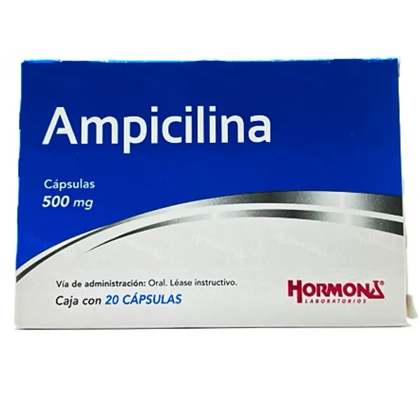 Ampicilina 500mg caja con 20 capsulas