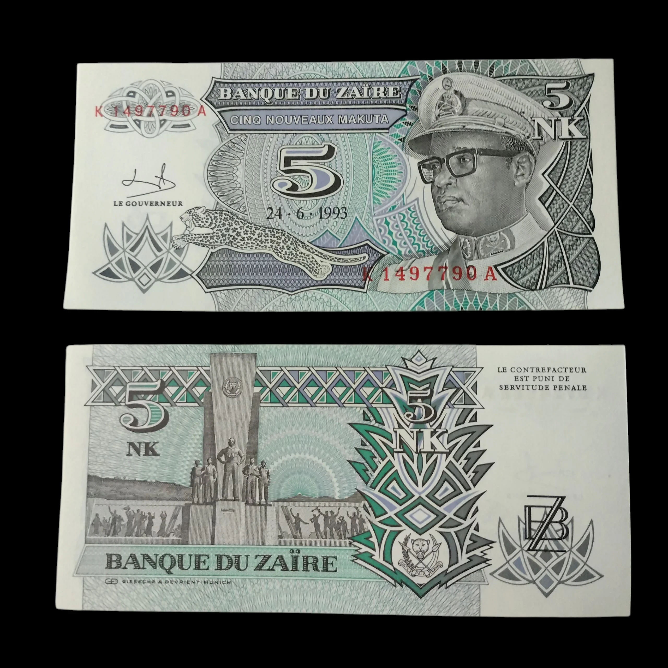 • Zaire 5 makuta UNC