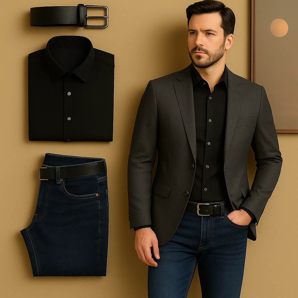 Blazers jean camisa y correa 10
