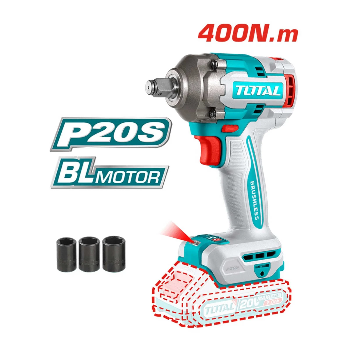 Taladro percutor 66nm + llave de impacto + pistola de calor + herramienta multifunción total 6