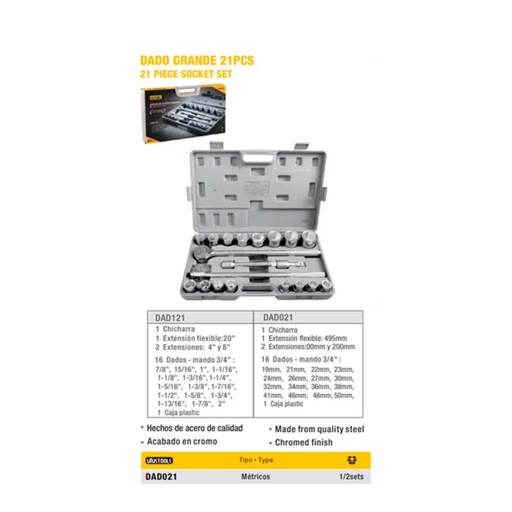 MALETA JUEGO DADOS MANDO UYUST 3/4 - 21 PZS
