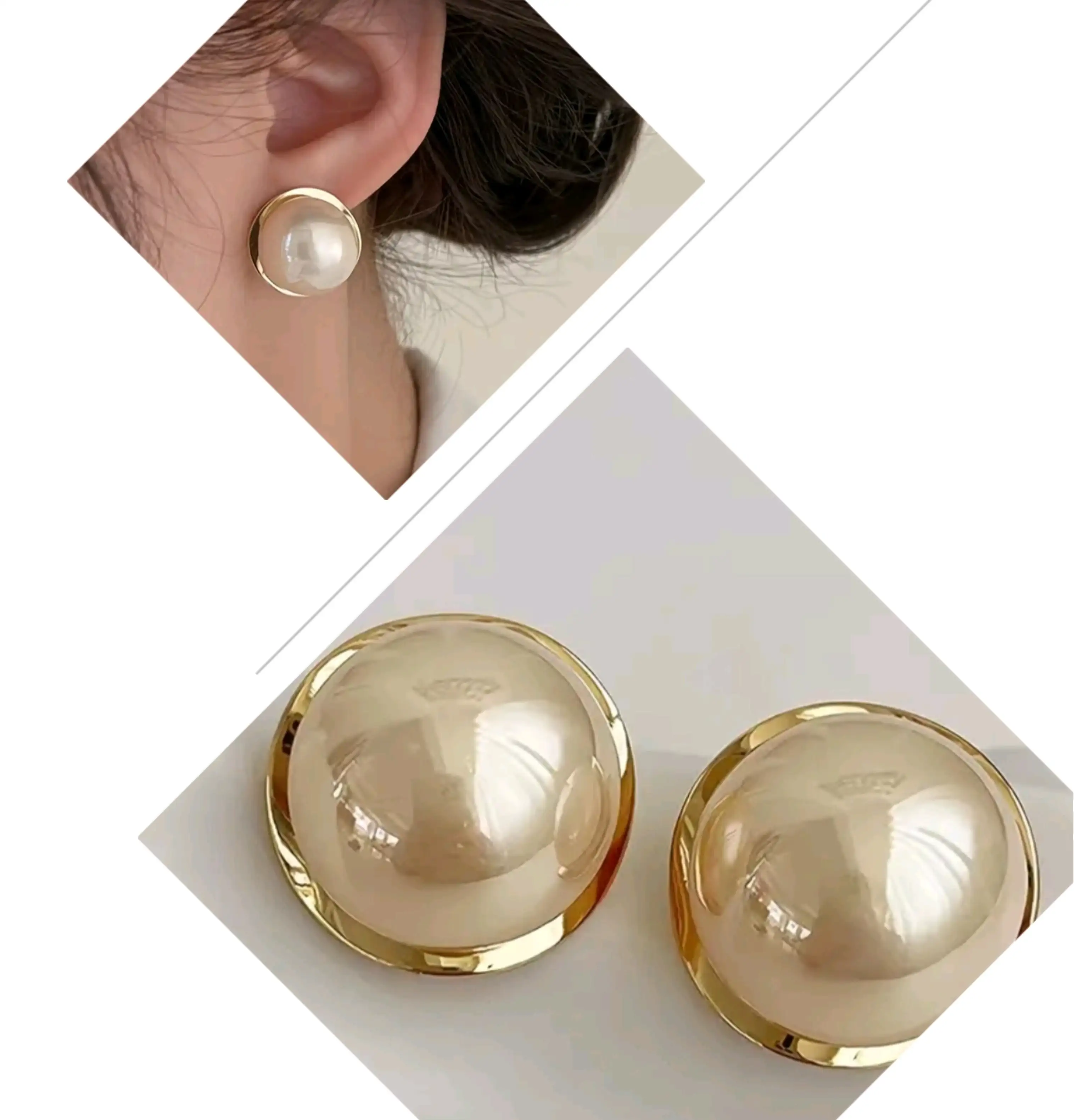 Aretes de boton con perla 