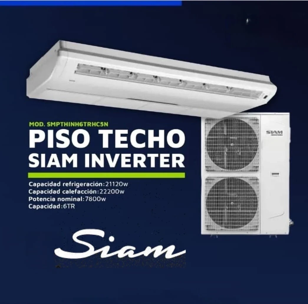 AIRE ACONDICIONADO SIAM PISO TECHO 18000fr. INVERTER 6TR(SMPTINH6TRHC5DPI)*