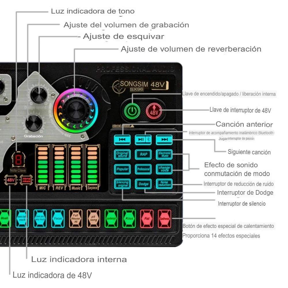 Micrófono Con Tarjeta de Sonido Profesional  7