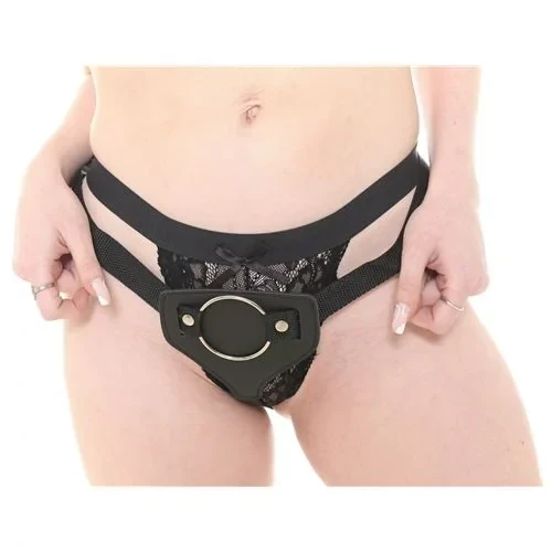 Arnes Con Aro 5Cm Eco Cuero Negro -Correa Regulable 3