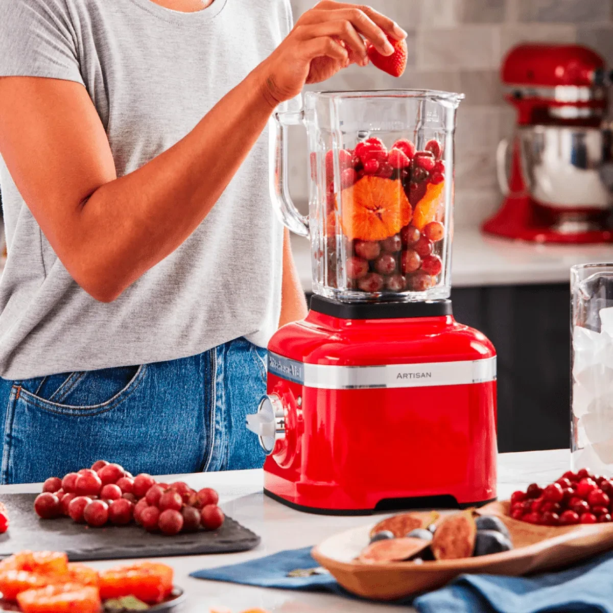 Licuadora KitchenAid LKSB4026RER 1.4 L roja con jarra de vidrio 220V 3
