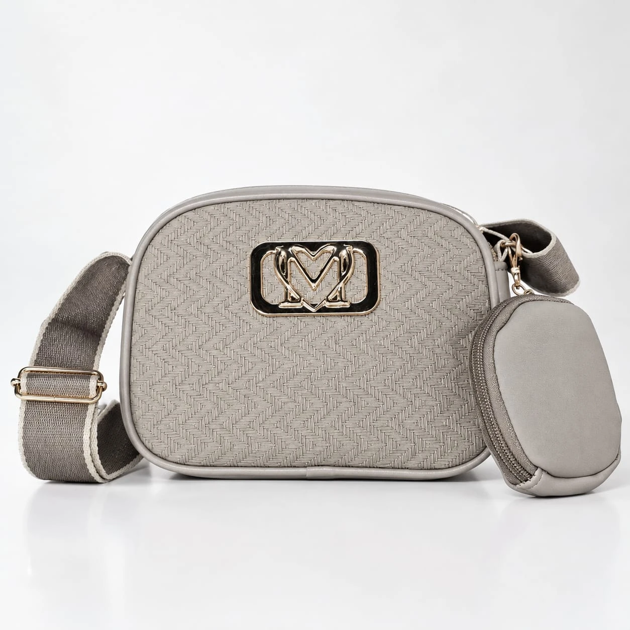 Bolso Manos Libres + Monedero Gris MV