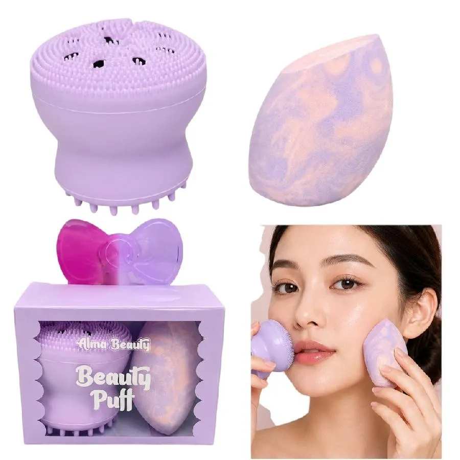 kit x2 de pulpo facial + beauty blender corte angular alma beauty