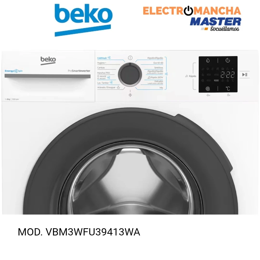 LAVADORA BEKO VBM3WFT39413WA 9 KILOS 1400 RPM. A 4