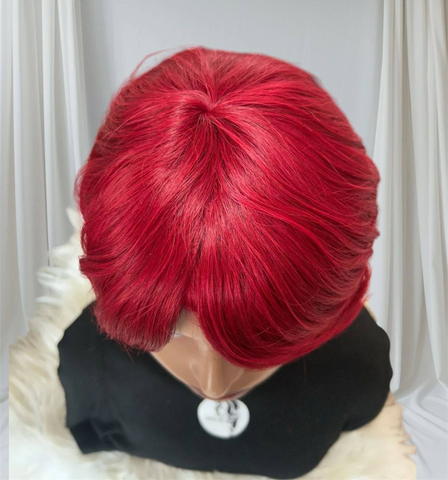 Peluca pixie de cabello humano Borgoña  5