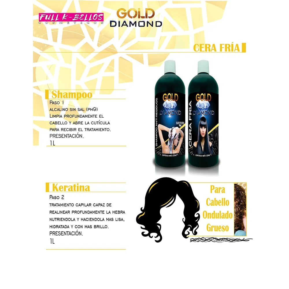 Keratina Gold Diamond 2 pasos Cera Fria 2