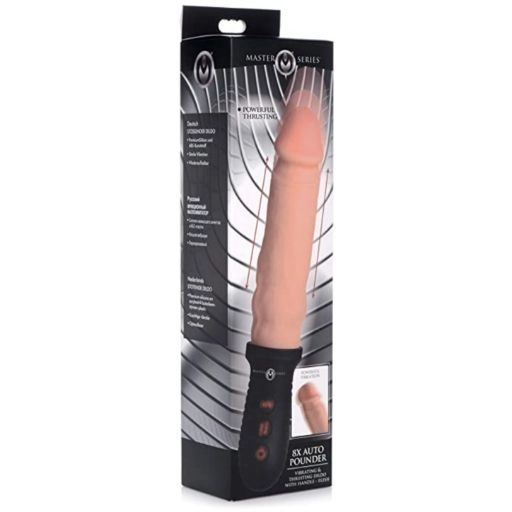 8X Auto Pounder Consolador vibrador y empujador con mango - Beige