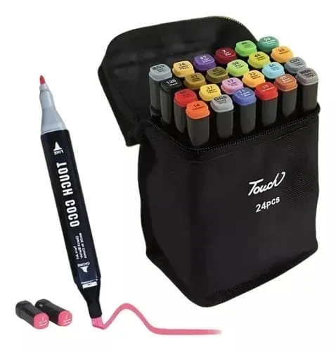 🎨 *Fibrones marcadores plumones doble punta 24pcs*  