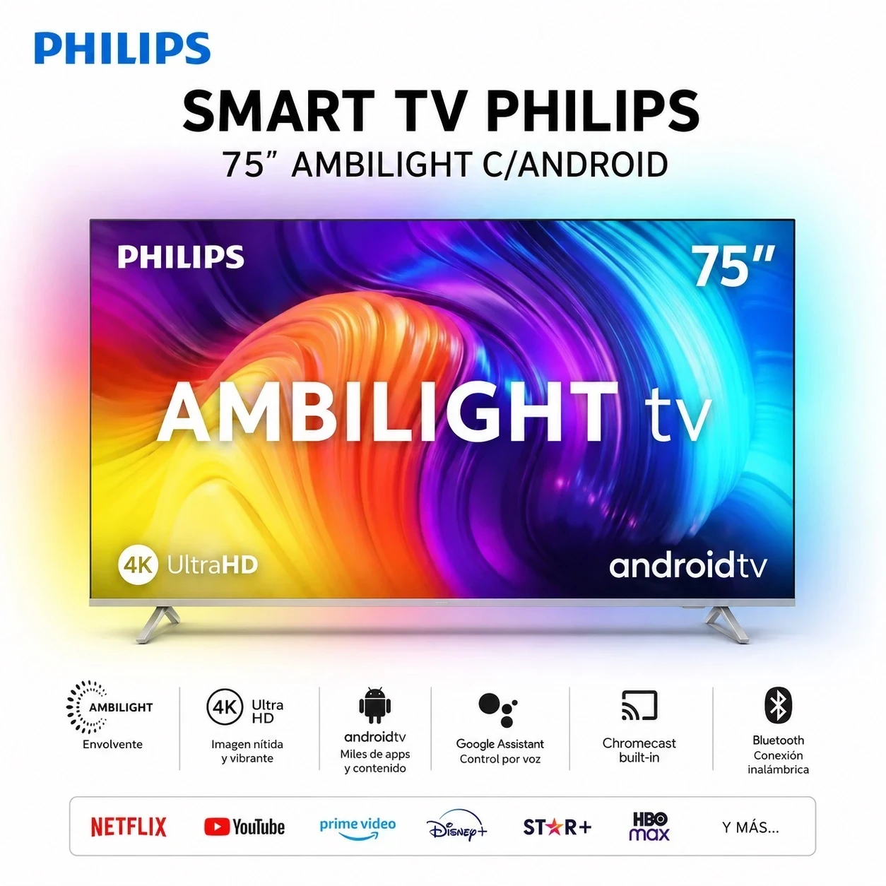 SMART TV PHILIPS 75” AMBILIGHT C/ANDROID TV ‼️Solo por pedido‼️
