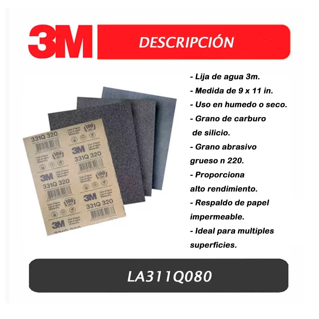 LIJA AGUA 3M-331Q GRANO 080
