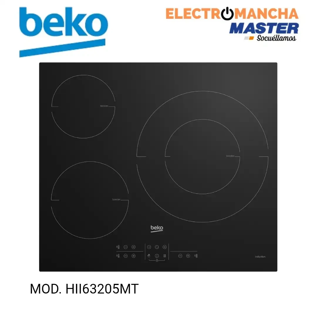 PLACA INDUCCION BEKO HII63205MT 3 FUEGOS HARO DE 32 cm.