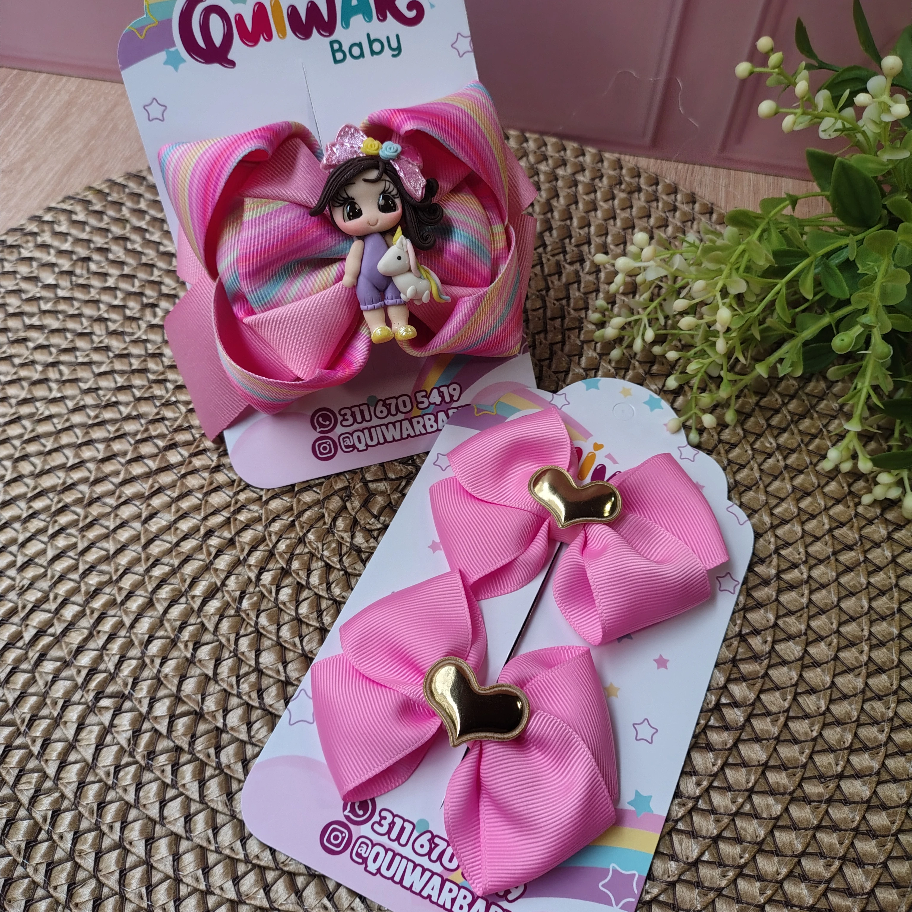 Set niña unicornio rosado con corazones