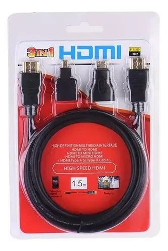 CABLE HDMI 3 EN 1 CON ADAPTADOR