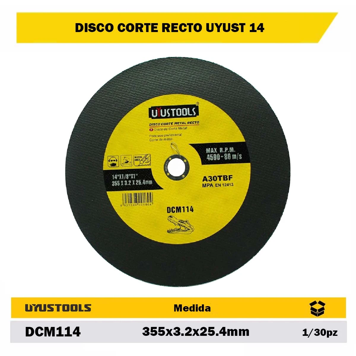 DISCO CORTE RECTO UYUST 14 (355x3.2x25.4mm)