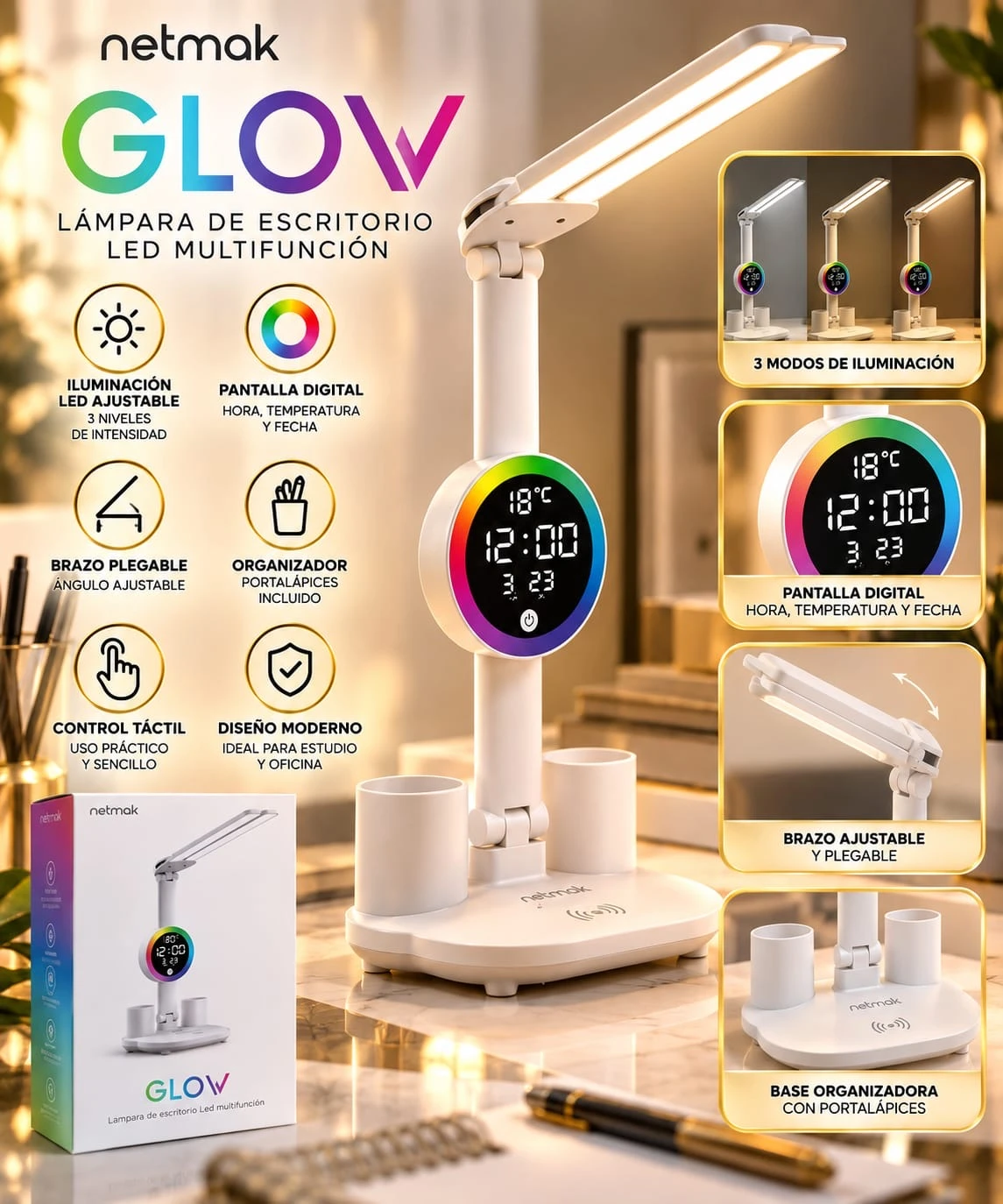 LÁMPARA DE ESCRITORIO LED NETMAK GLOV