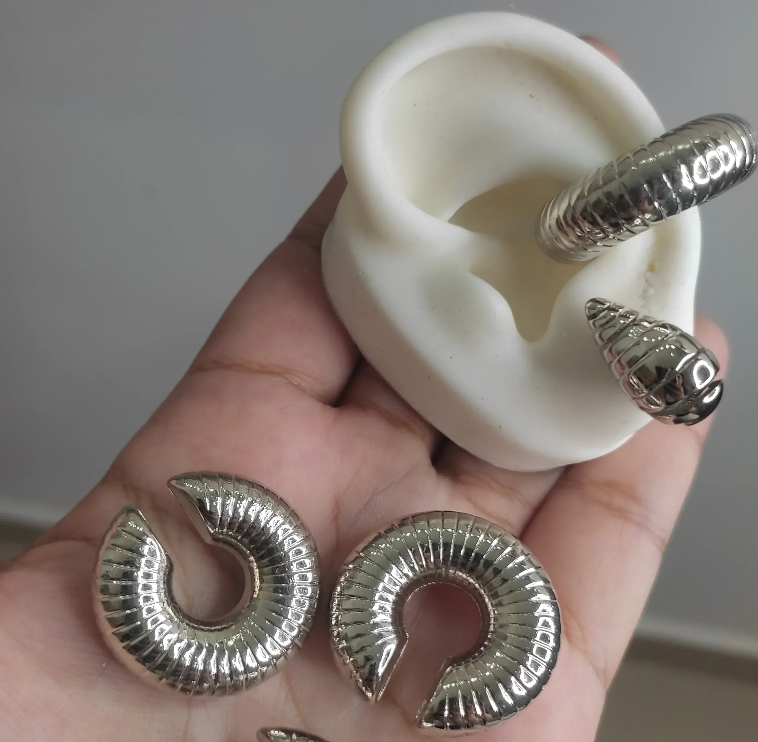 EARCUFF MAXI CHUNKY CARACOL SILVER