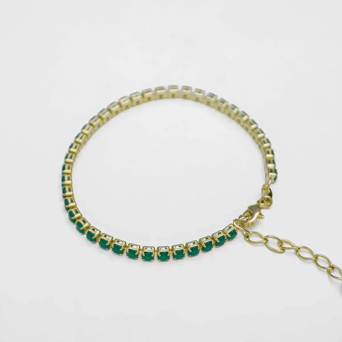 Pulsera Circonias Verde Unisex 16cms + Extensor