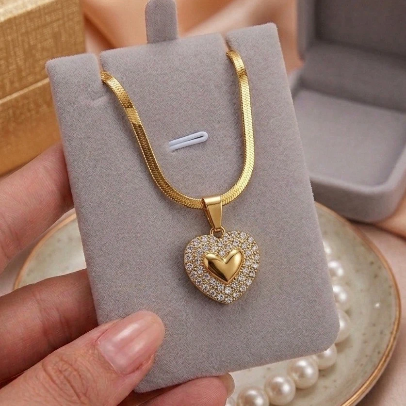 Cadena maxi corazon piedras