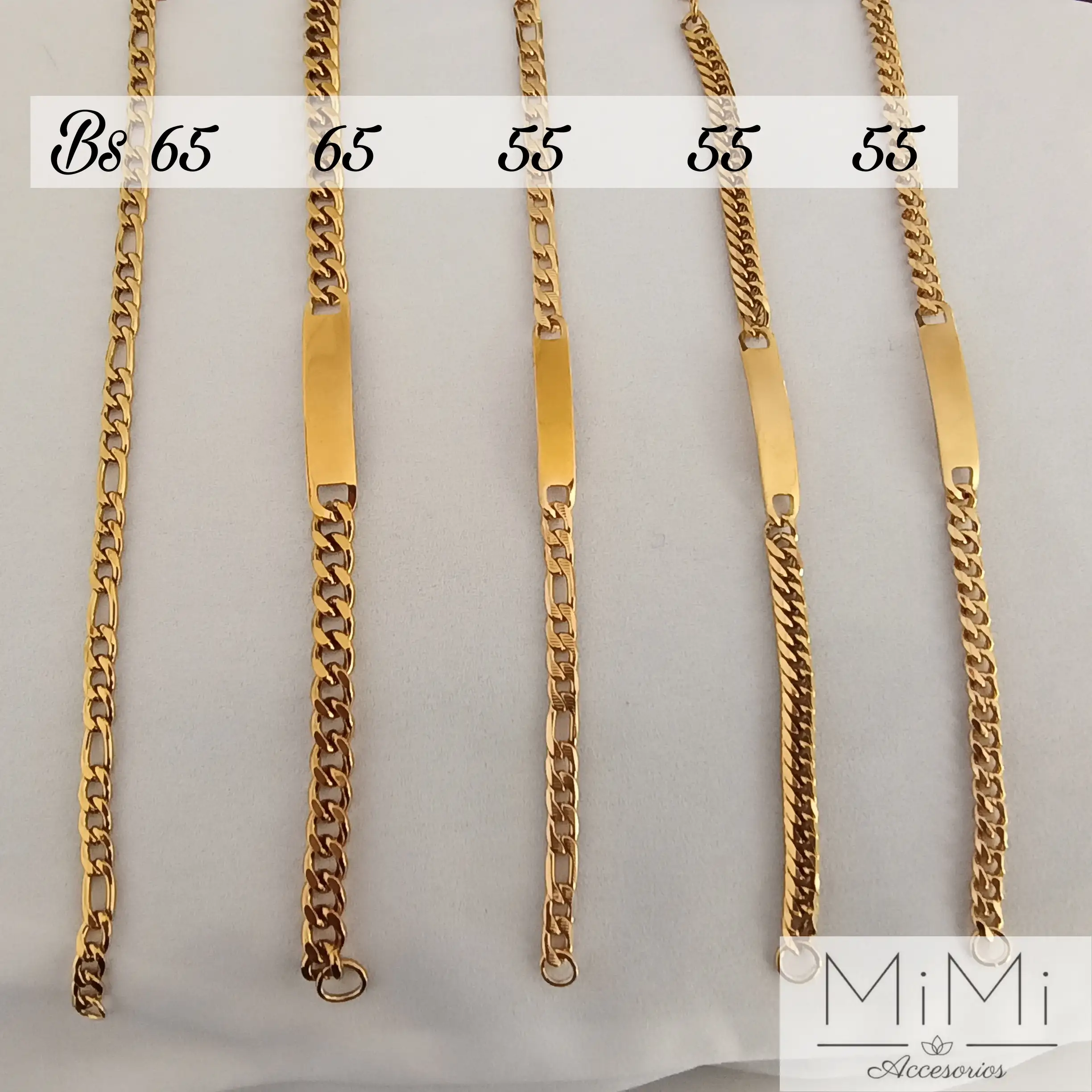 Pulseras doradas en acero inoxidable 