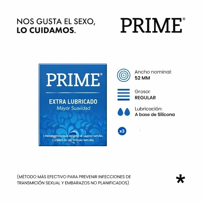 Preservativos Prime Extra Lubricados