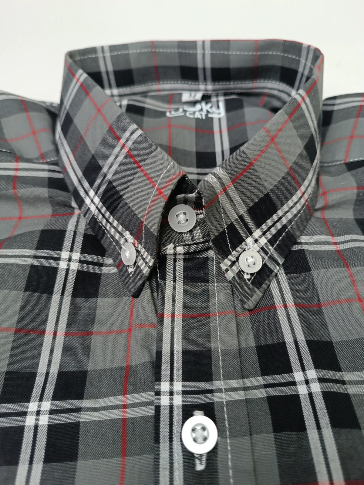Camisa cuadros roja con gris 