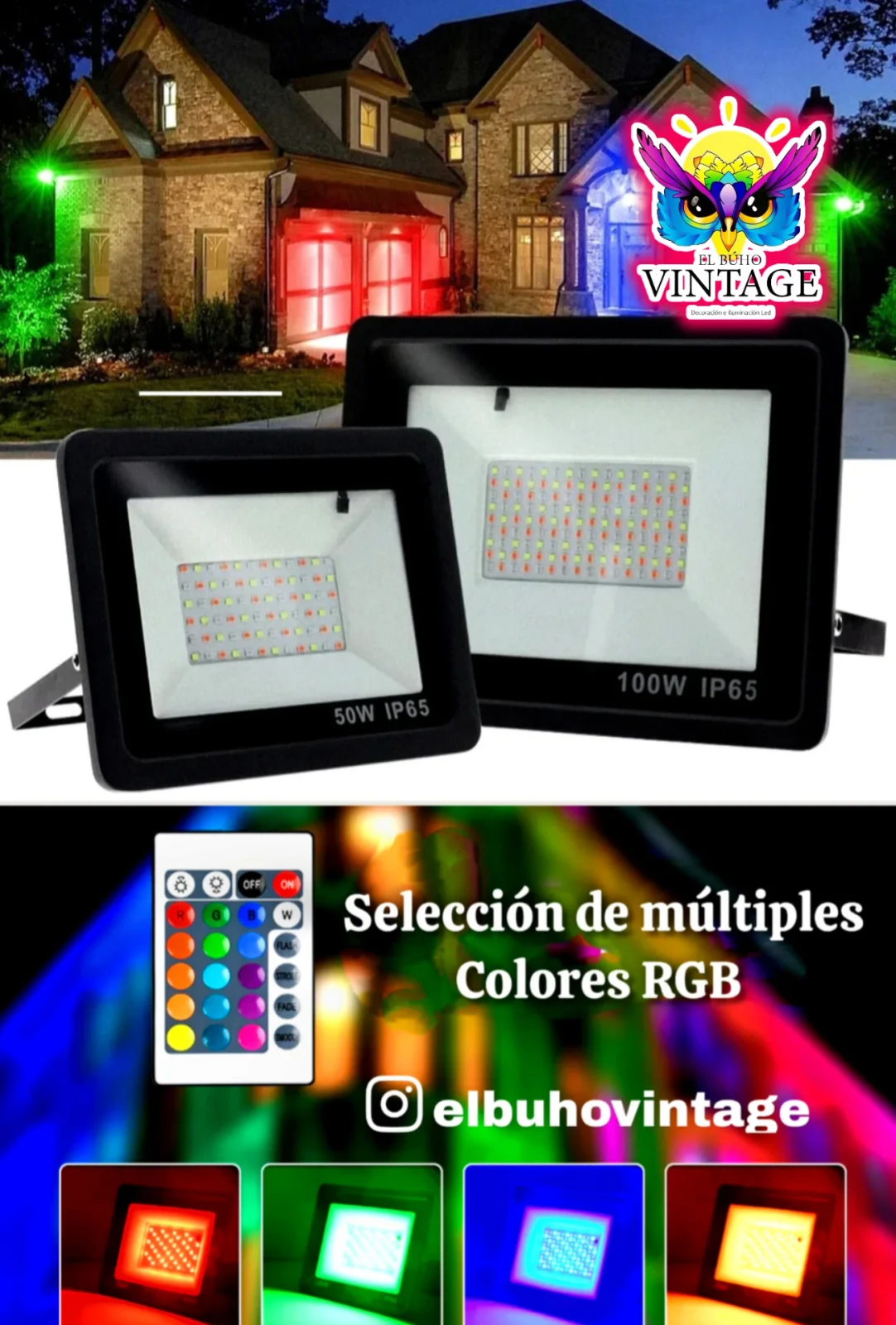 Reflector LED RGB 50w y 100w
