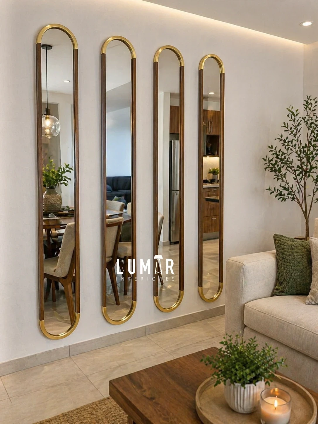 DELUXE BITONO Set Espejos Ovalados Encino 3