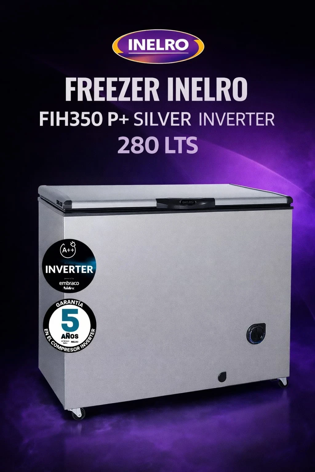 ❄️ *FREZERR INELRO FIH 350 P+ GRIS INVERTER 350 lts