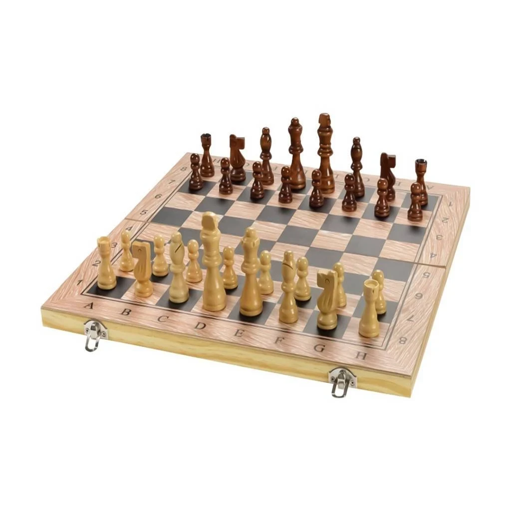 Juego de Mesa 3 en 1 de Madera / Ajedrez / Damas / Backgammon