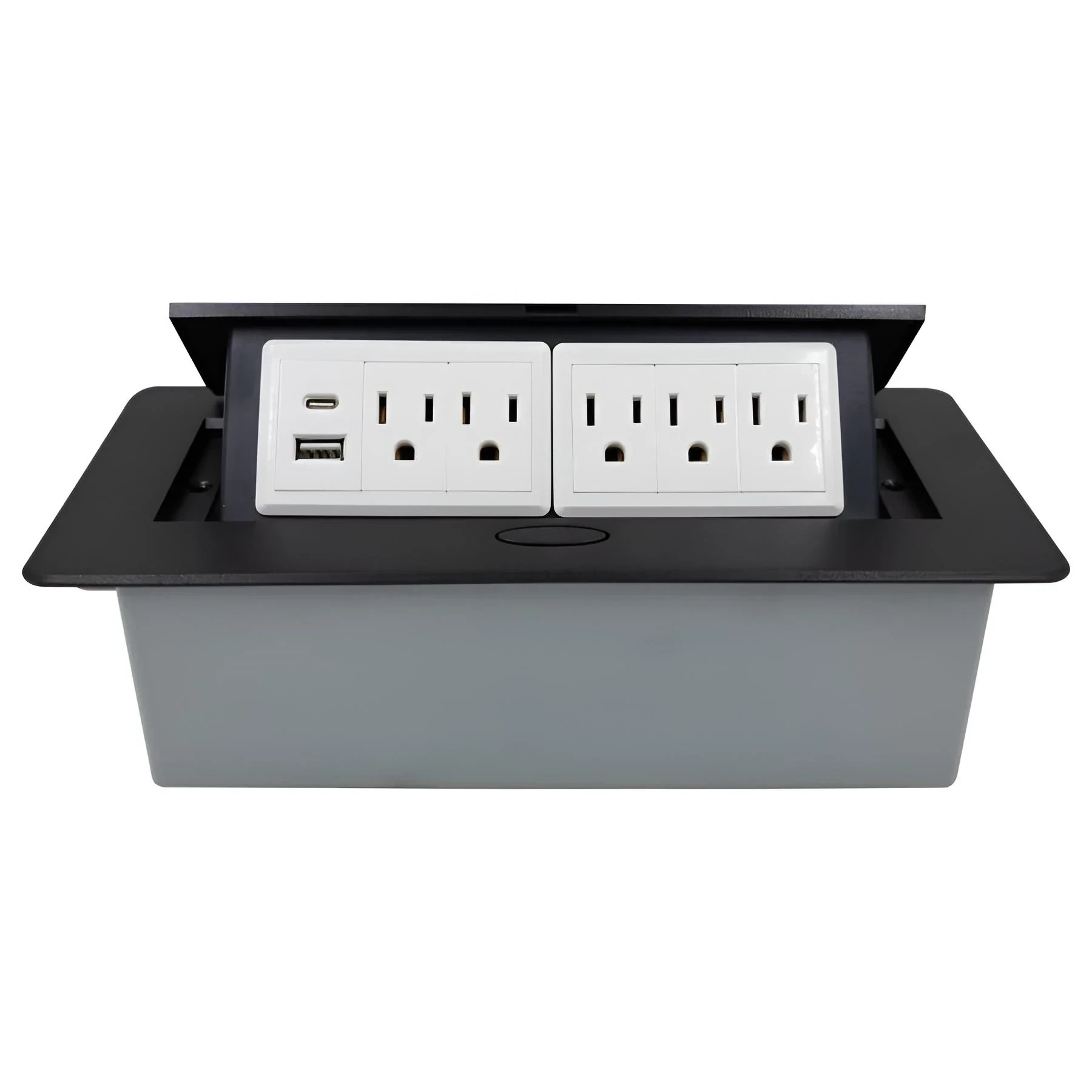 TOMACORRIENTE MESA QUINTUPLE + 2 USB A+C NEGRO