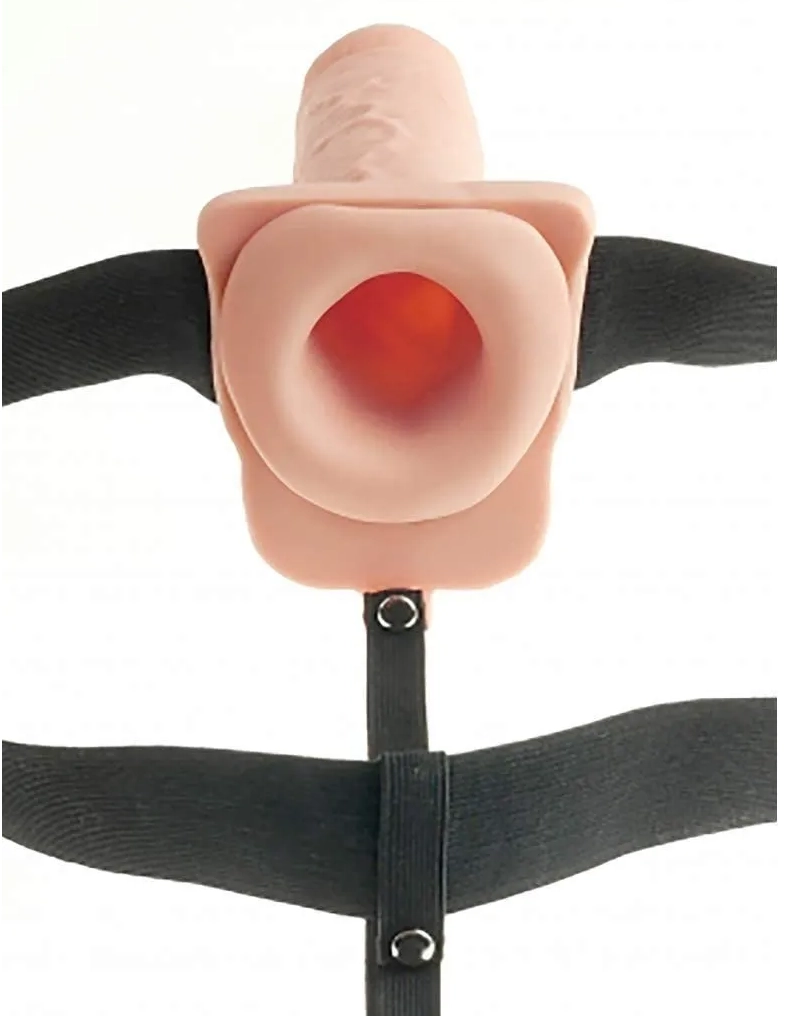 9" Hollow Rechargeable Strap On with Balls 5
