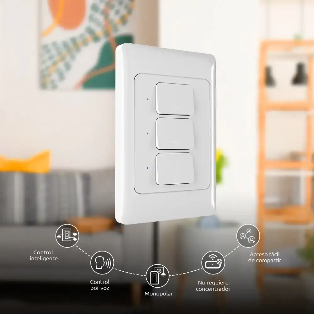 Interruptor de 3 circuitos inteligente con conexión Wi-Fi 2