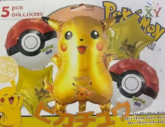 Set 5 globos metalizados pikachu