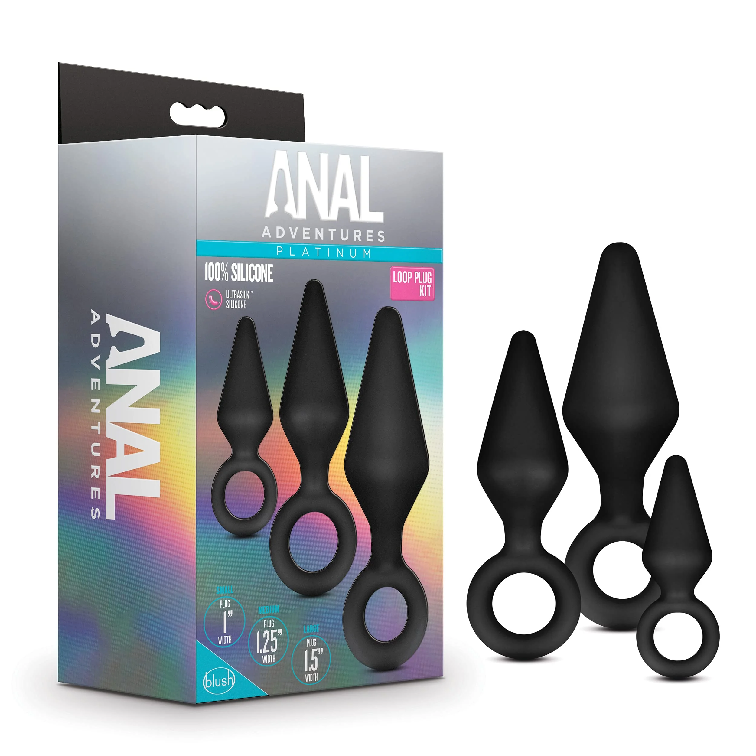 Anal Adventures Platinum – Silicone Loop Plug Kit – Black