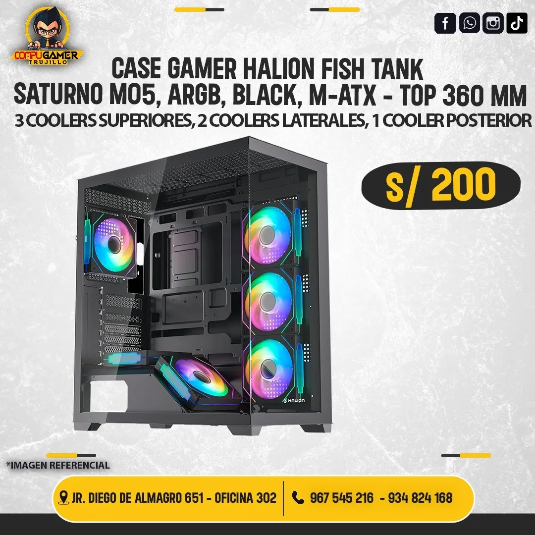 CASE HALION FISH TANK SATURNO BLACK