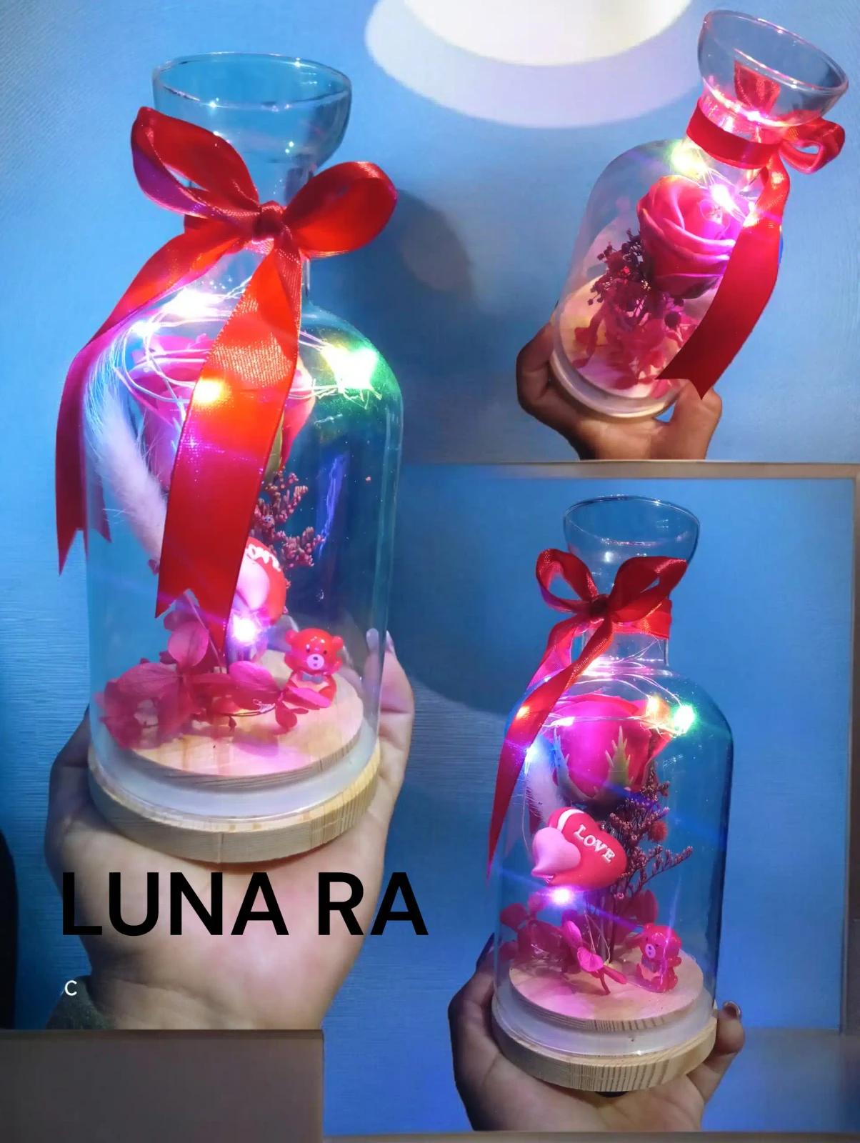 BOTELLA DE CRISTAL 🔮 CON ROSA ETERNA 