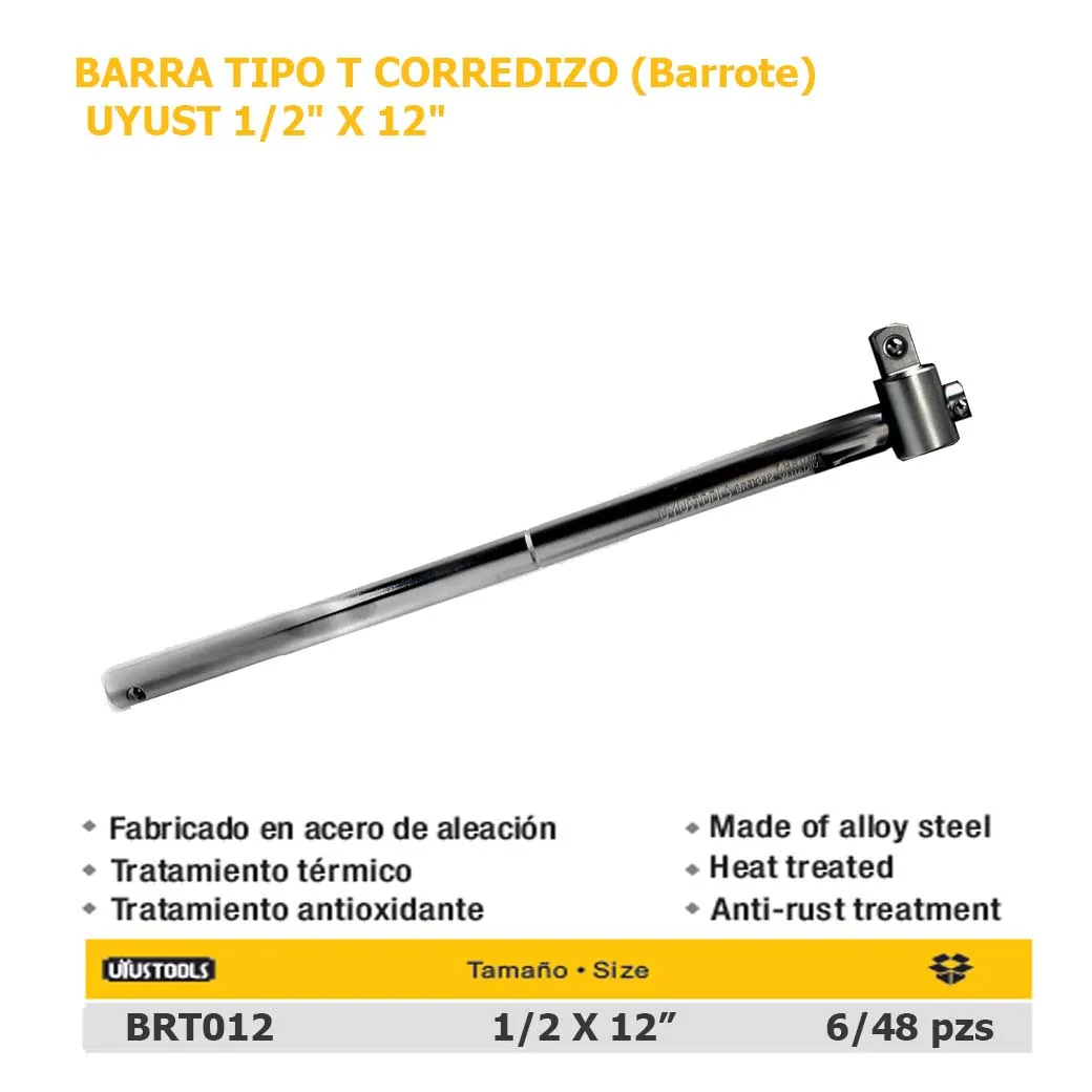 BARRA TIPO T CORREDIZO (Barrote) UYUST 1/2" X 12"