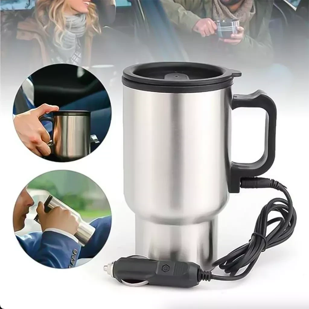 Tazón Mug 480ml Térmico Eléctrico 12v Auto, Acero  Inoxidable. Color Gris  4