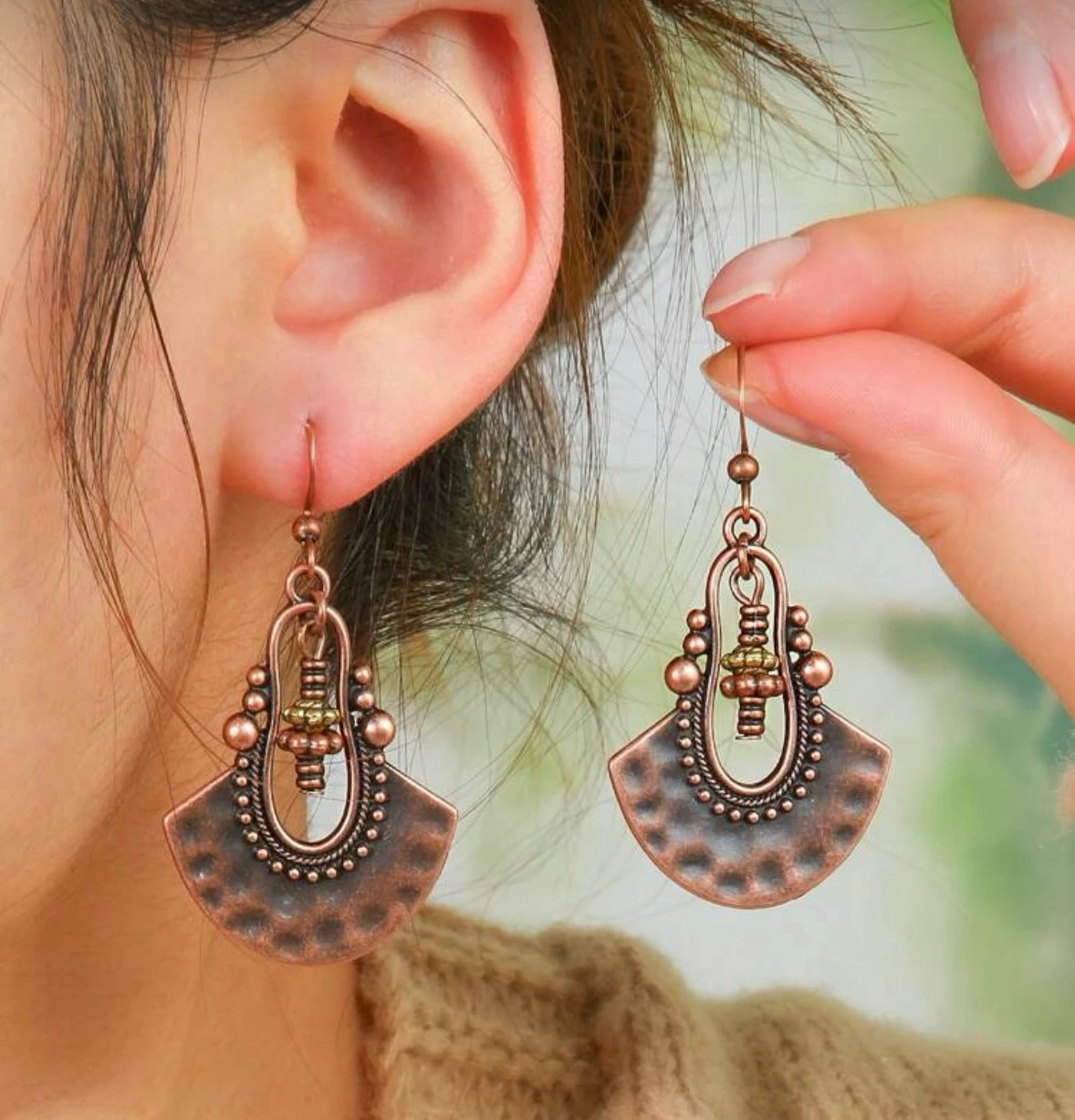 Pendientes Bohemios con diseño de abanico
