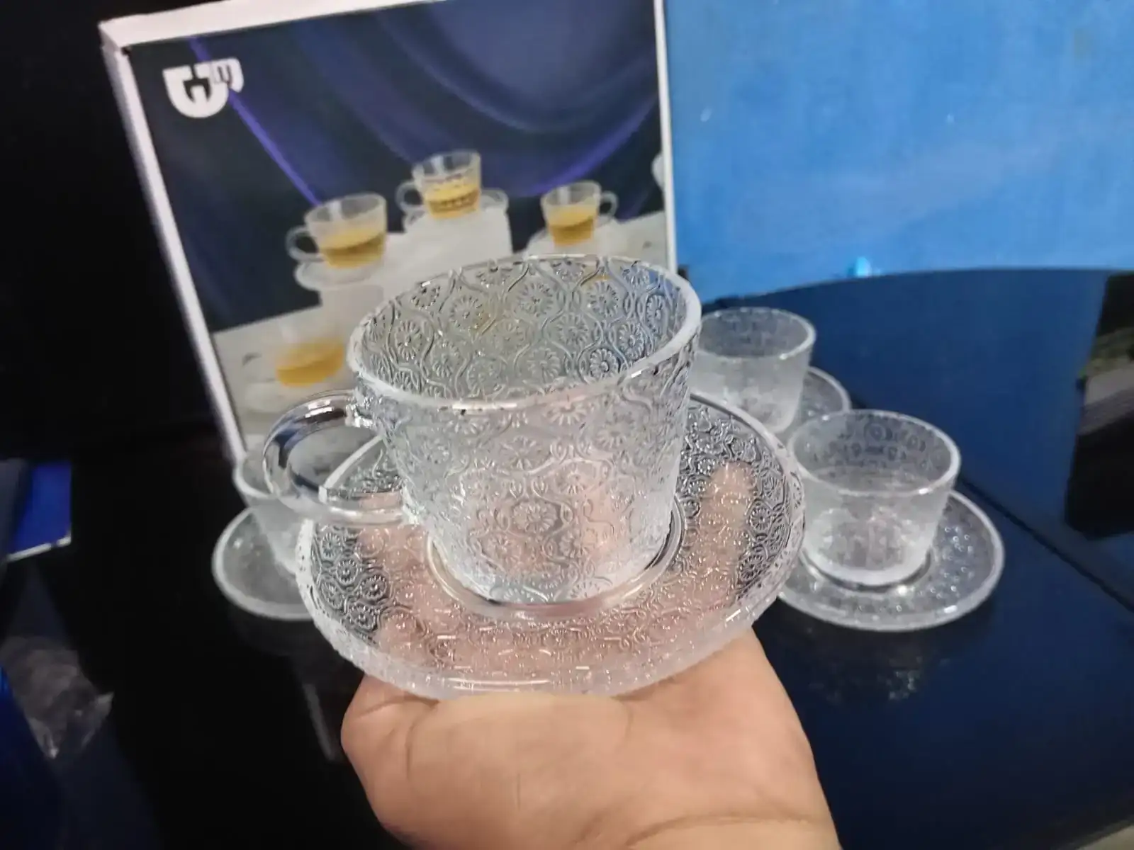 Juego de tazas de vidrio 4