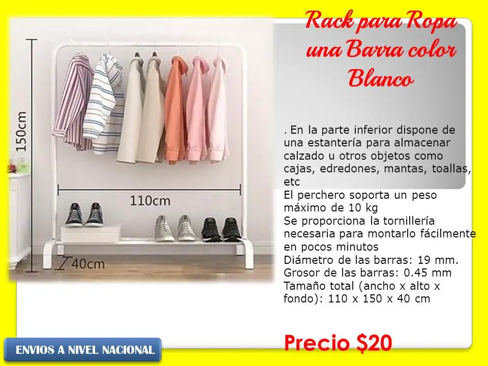 Rack metálico de una sola barra 3