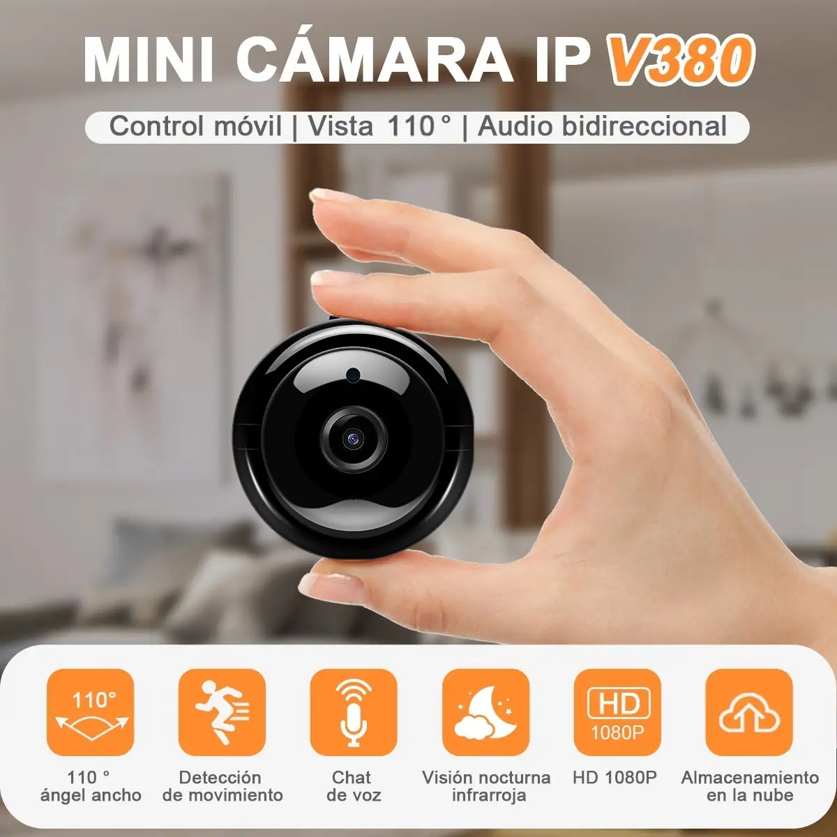 Mini Camara Redonda Wifi Con Visión Nocturna Y Resolución HD 1080P