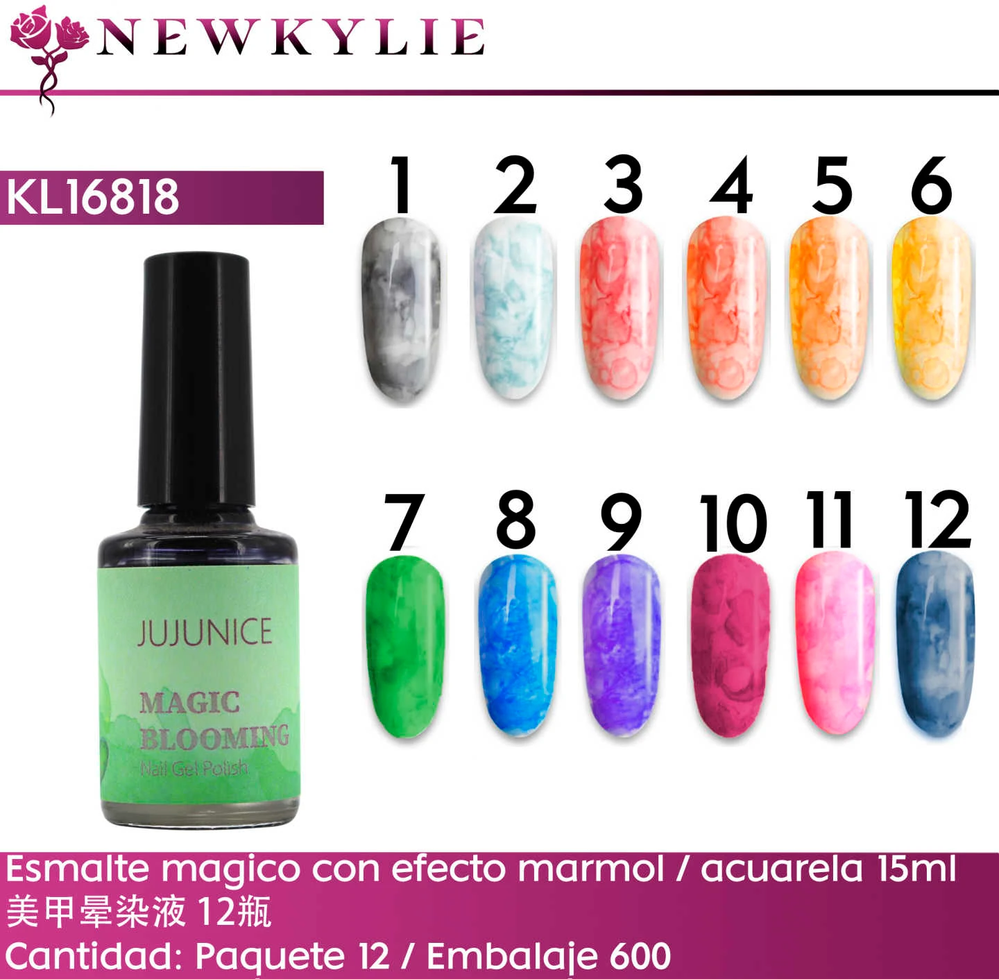 KL16818 Esmaltes efecto mármol o acuarela (confirmar colores via chat)