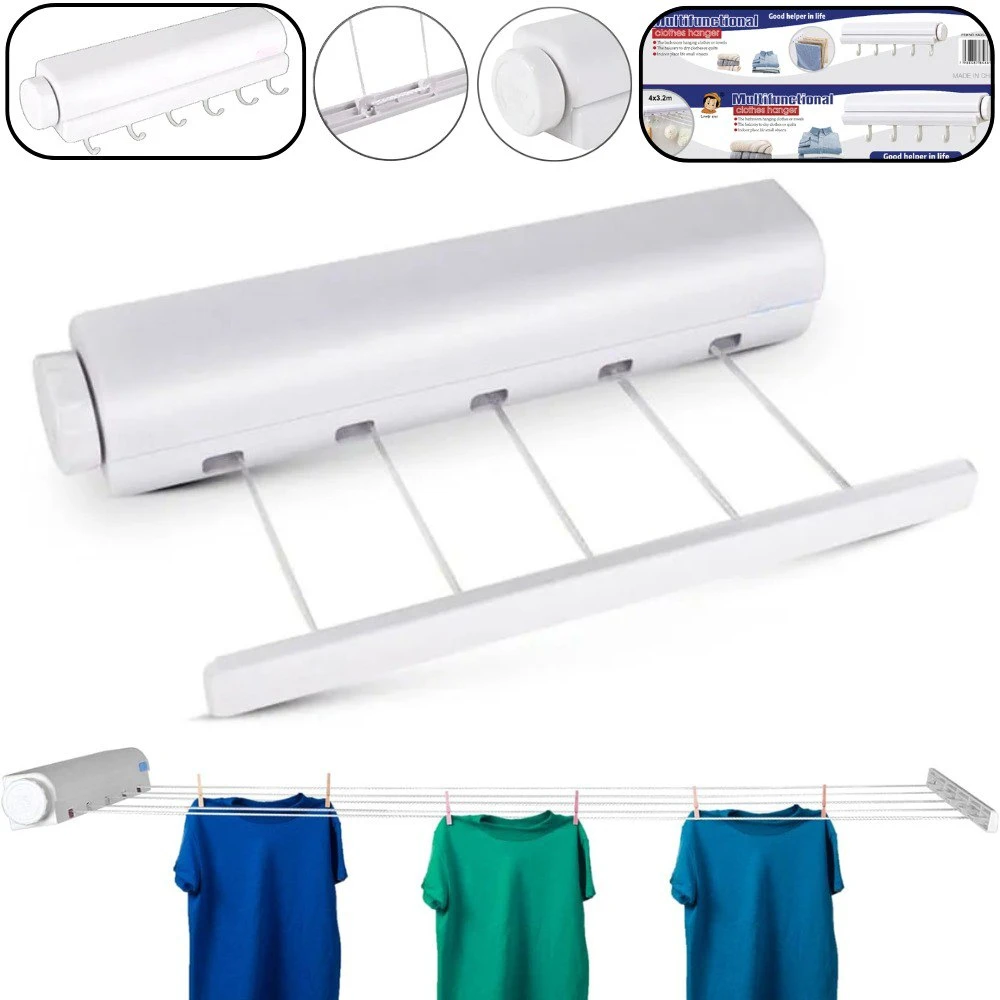 Tendero de ropa retráctil 5 cuerdas